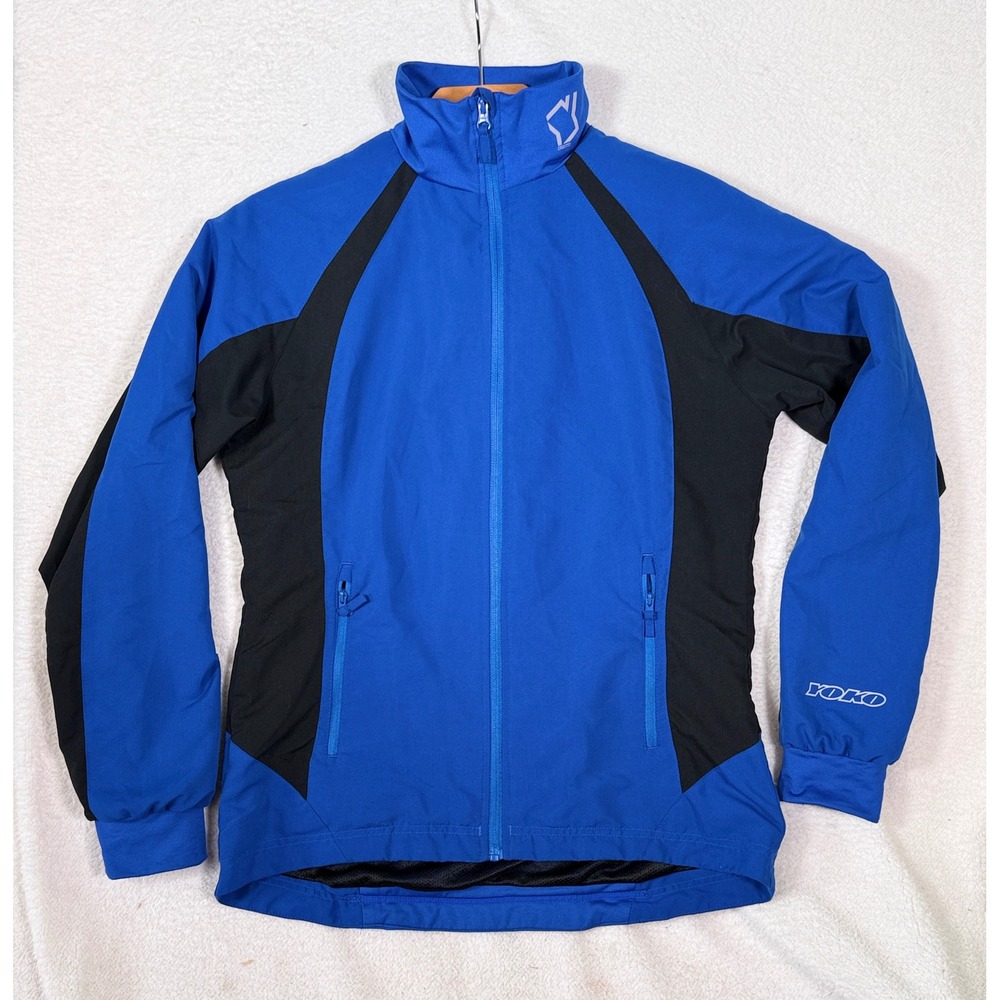 Yoko Womens Nordic Ski Jacket Large L Blue Black Softshell Cross Country Run